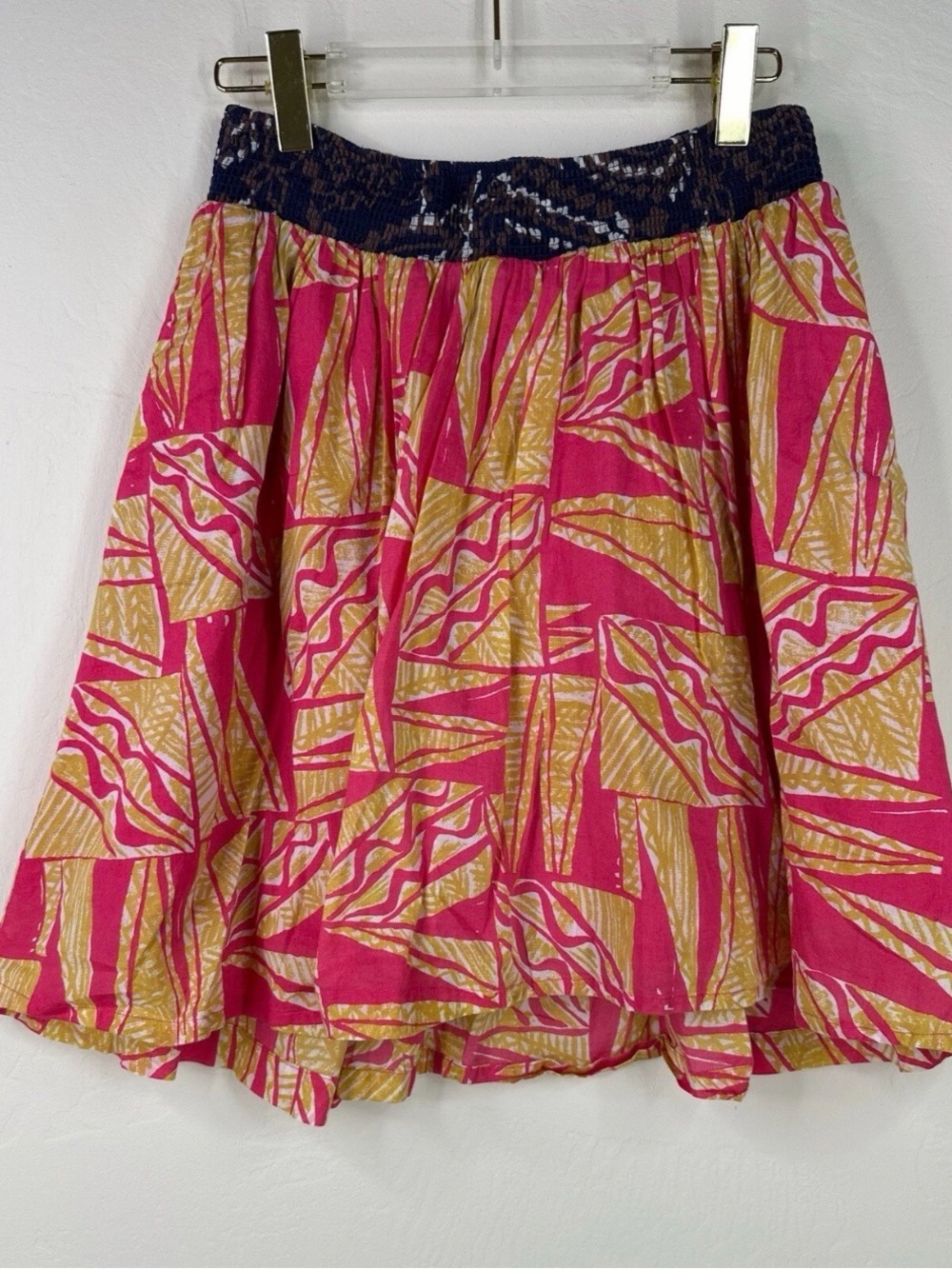 Anthropologie Vanessa Virginia Bright Pink & Gold Patterned Women's Skirt